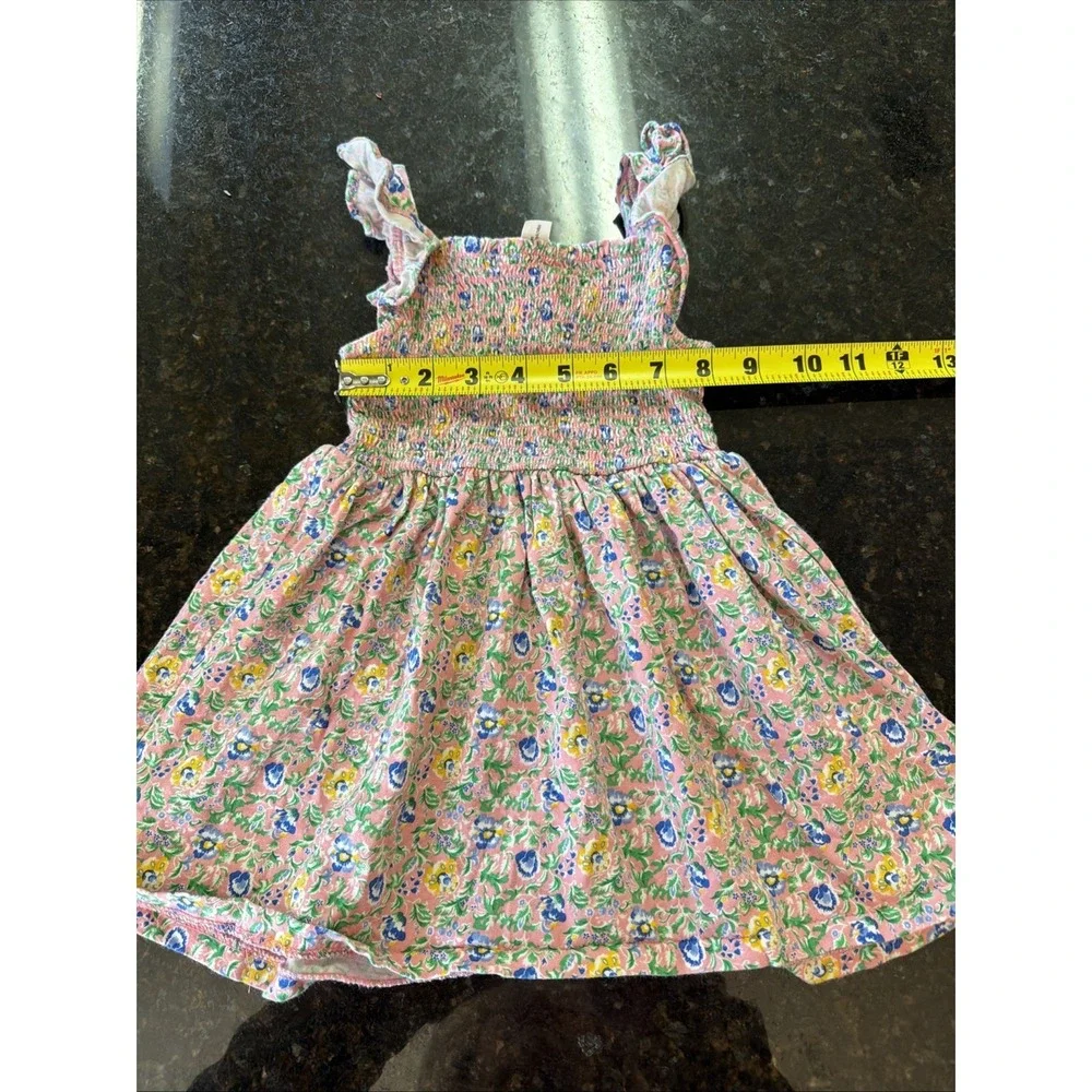 Ralph Lauren Toddler Dress Sz 12m Smocked Sundress Knit Cotton Floral‎ Flutter